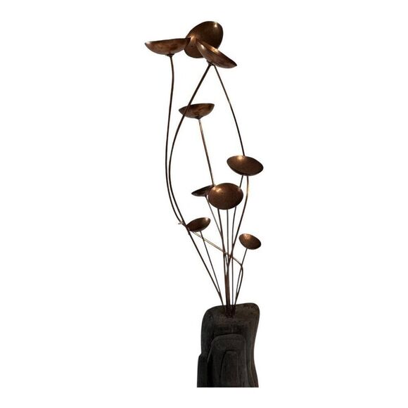 JH Brown Mid-Century Modern Brutalist Bells Mushrooms Metal Sculpture Driftwood - Picture 2 of 10